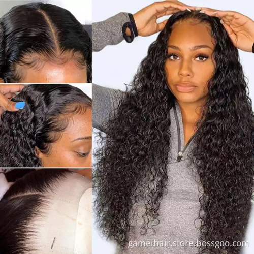 Malaysian Virgin Hair Vendor 4*4 French Lace Human Hair Closure Wig 10A Quality Remy Virgin Brazilian Hair Kinky Curly Wig